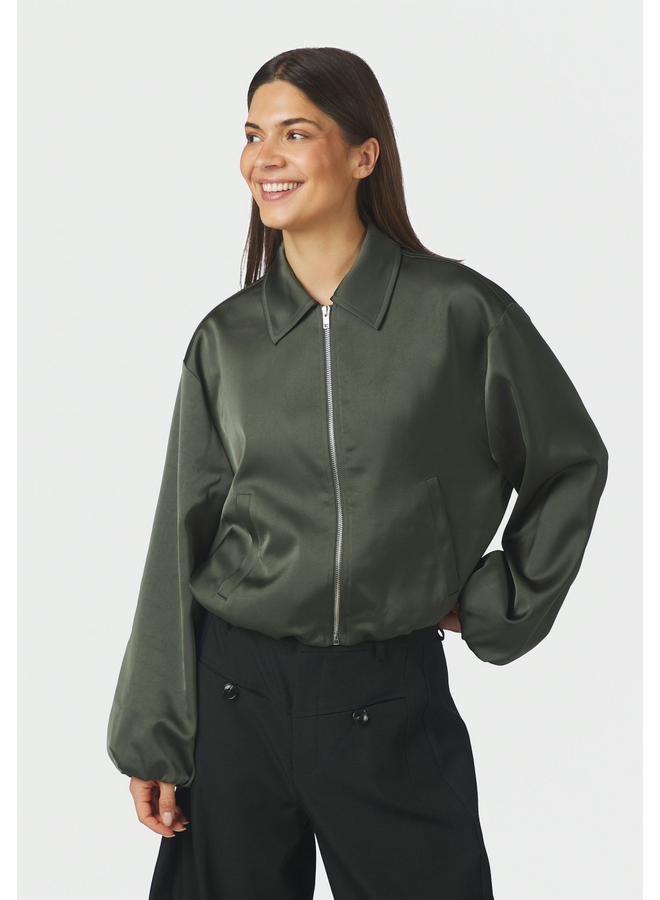 Neo Noir Denielle Heavy Sateen Jacket Deep Green
