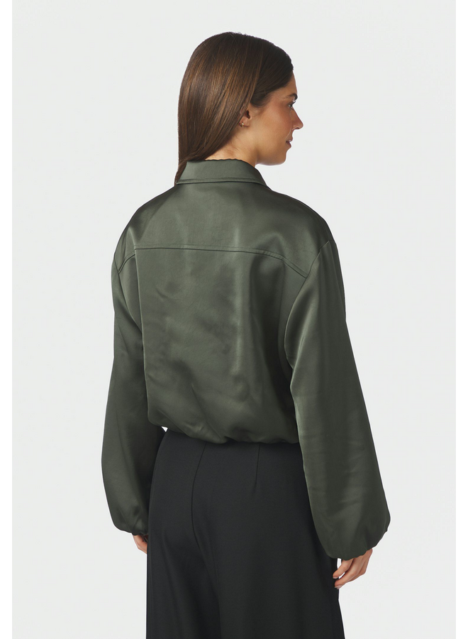 Neo Noir Denielle Heavy Sateen Jacket Deep Green