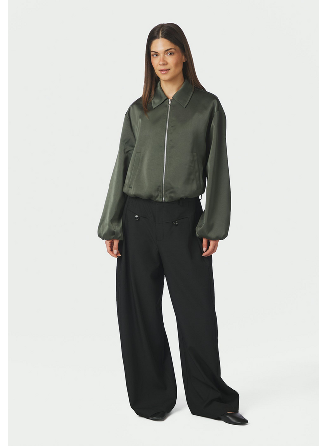 Neo Noir Denielle Heavy Sateen Jacket Deep Green