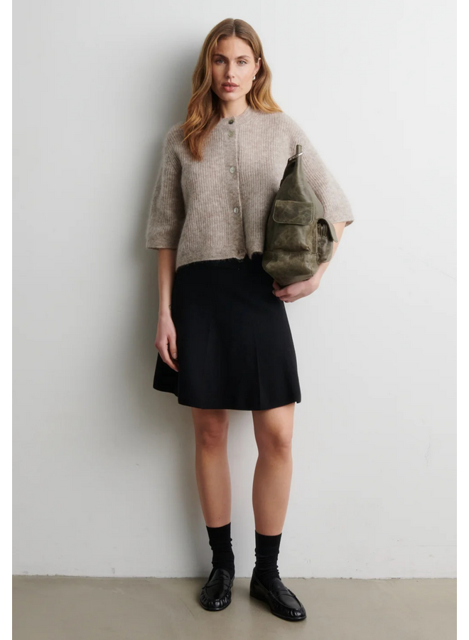 Second Female Andrea Knit Rib Cardigan Light Beige Melange