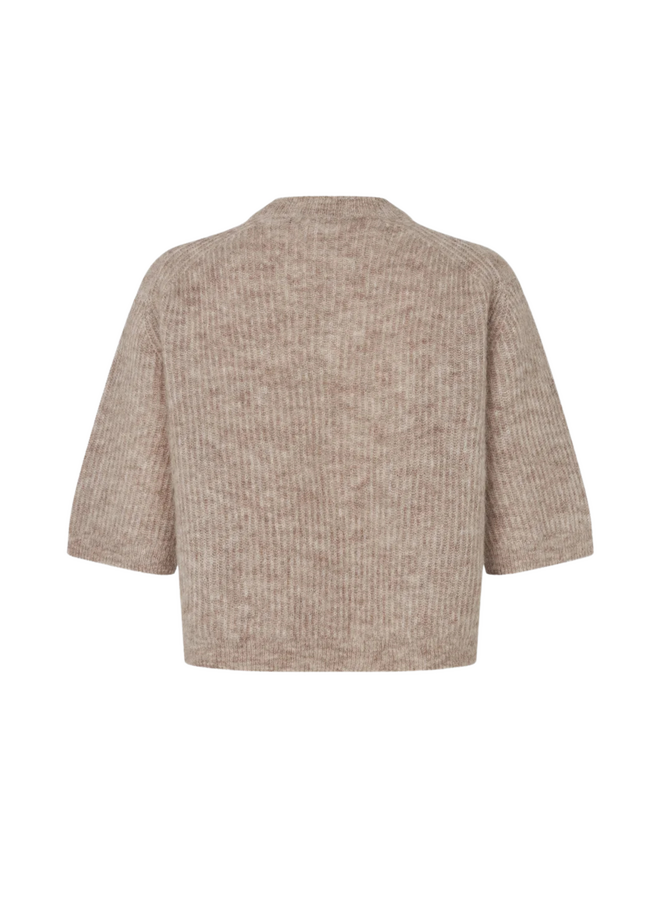 Second Female Andrea Knit Rib Cardigan Light Beige Melange