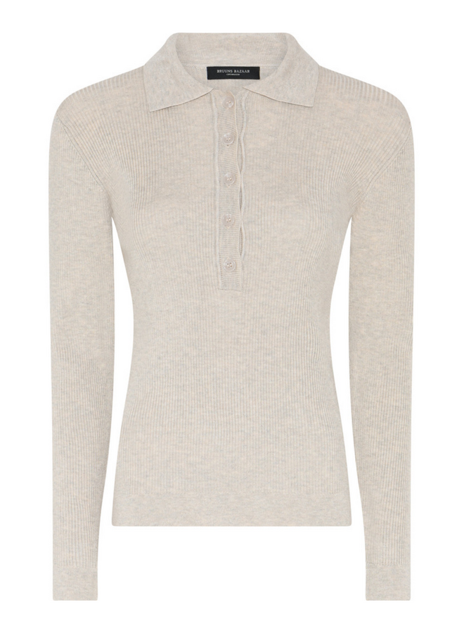 Bruuns Bazaar Anemone Valea Knit Polo Sand Melange
