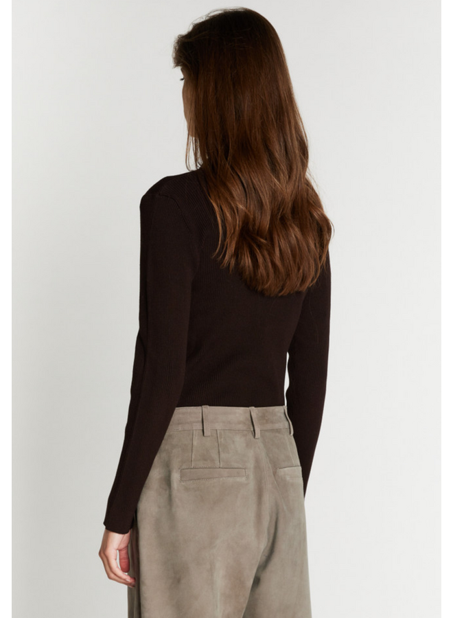 Bruuns Bazaar Anemone Valea Knit Polo Chocolate Brown