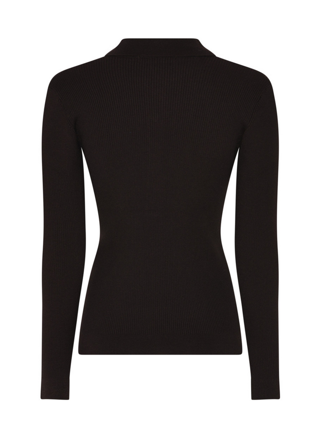 Bruuns Bazaar Anemone Valea Knit Polo Chocolate Brown