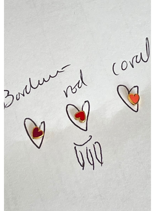 Stine A Petit Love Heart Coral Enamel Gold - per stuk