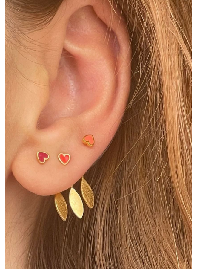 Stine A Petit Love Heart Coral Enamel Gold - per stuk