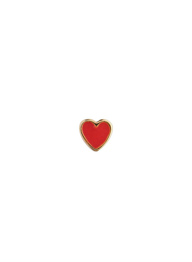 Stine A Petit Love Heart Red Coral Enamel Gold