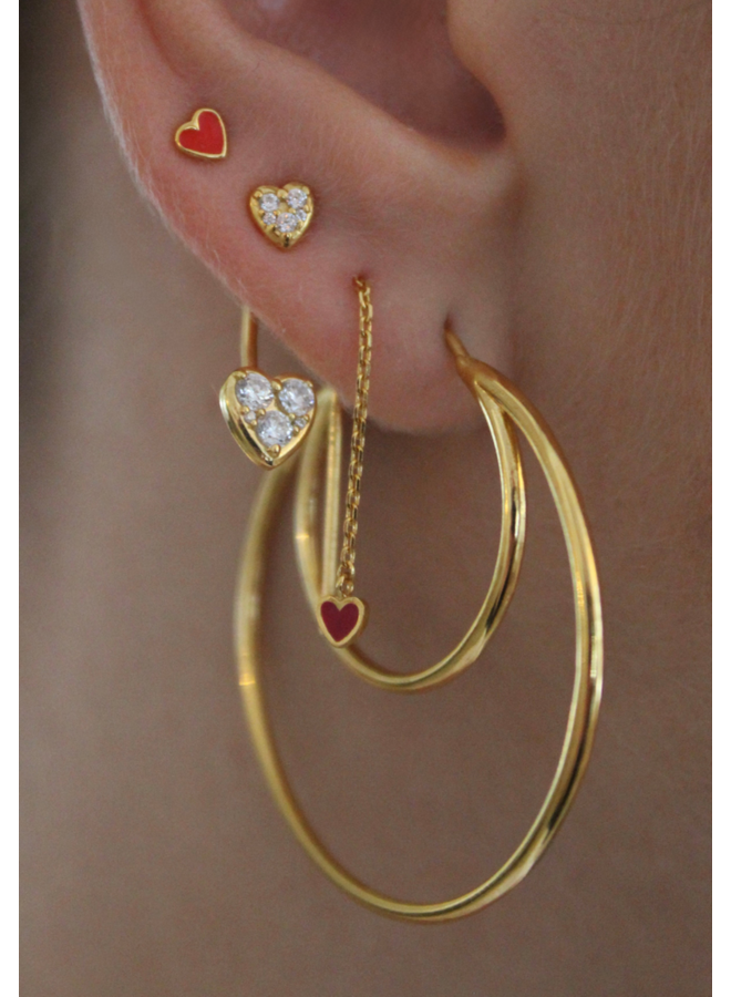 Stine A Petit Love Heart Red Coral Enamel Gold