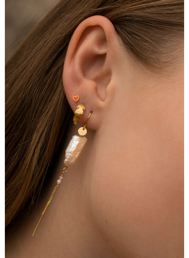 Stine A Petit Love Heart Red Coral Enamel Gold