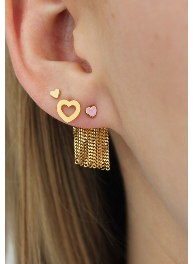 Stine A Petit Love Heart Light Pink Enamel Gold