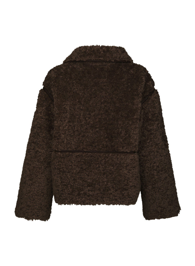 Neo Noir Castor Faux Fur Jacket Dark Brown