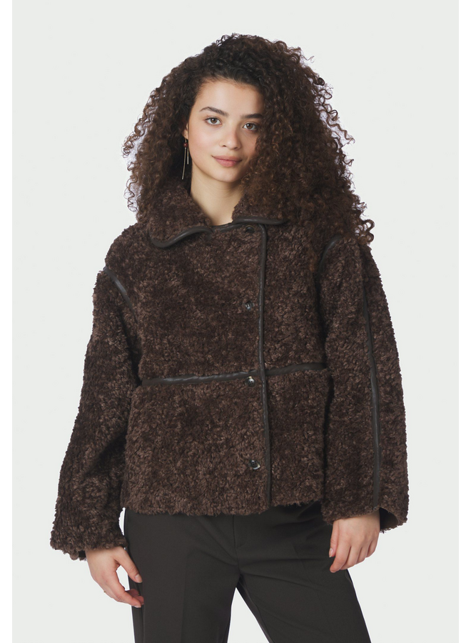 Neo Noir Castor Faux Fur Jacket Dark Brown