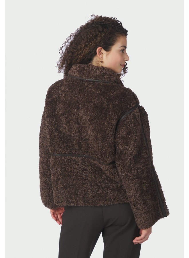 Neo Noir Castor Faux Fur Jacket Dark Brown