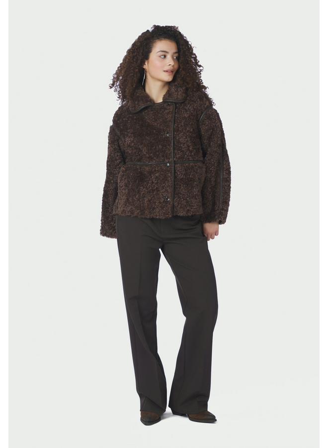 Neo Noir Castor Faux Fur Jacket Dark Brown