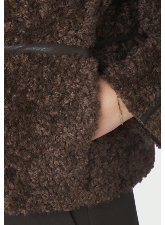 Neo Noir Castor Faux Fur Jacket Dark Brown