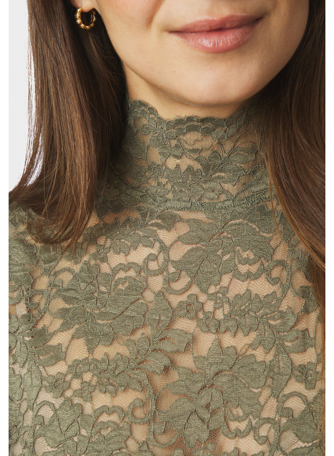 Neo Noir Liza Laceflower Blouse Cold Army