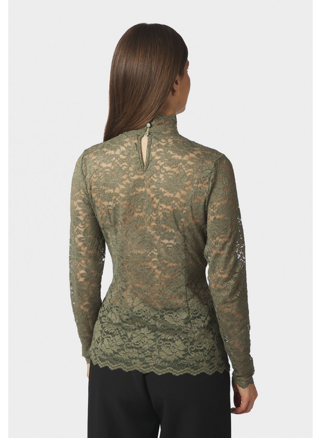 Neo Noir Liza Laceflower Blouse Cold Army