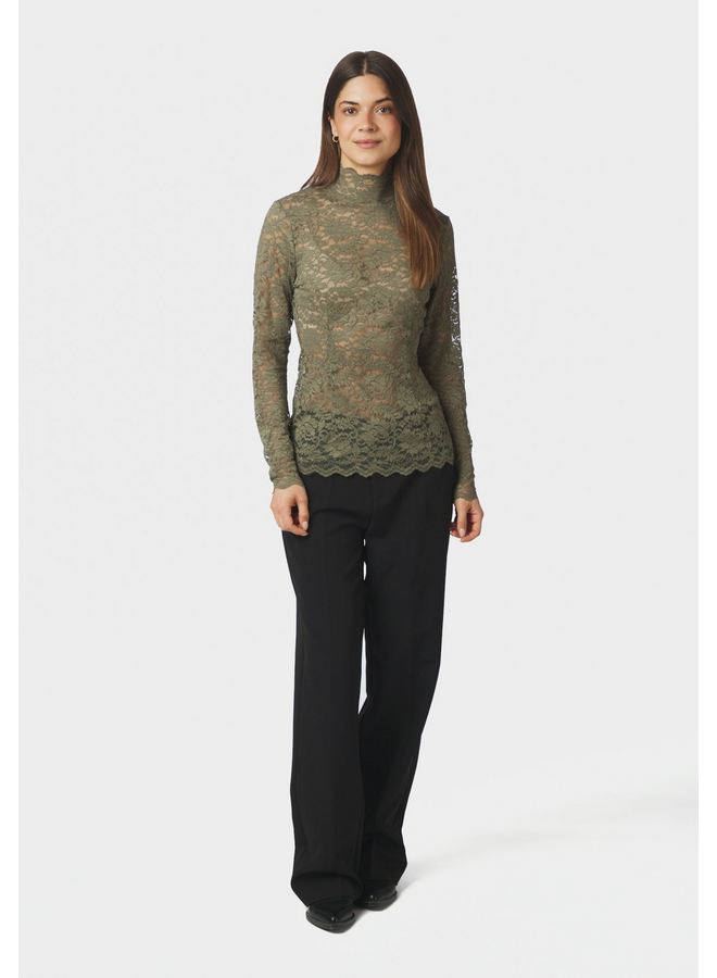 Neo Noir Liza Laceflower Blouse Cold Army