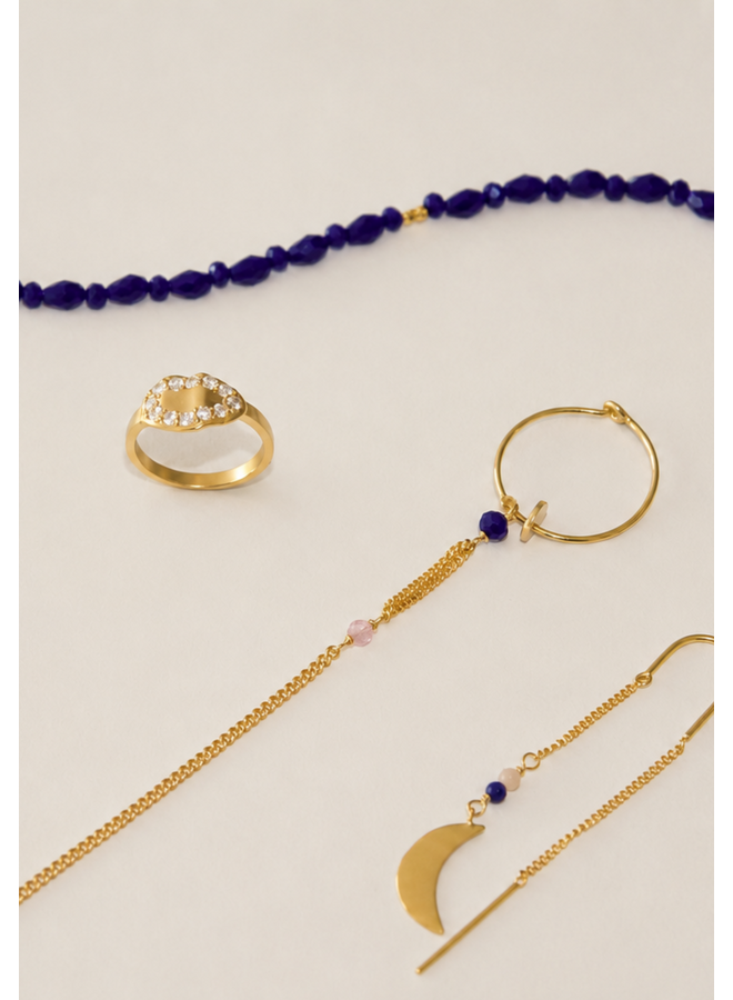 Stine A Miss Paris Hoop Earring with Long Chain - Montmartre - per stuk