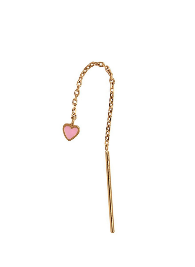 Stine A Dangling Love Heart Light Pink Enamel Earring - per stuk