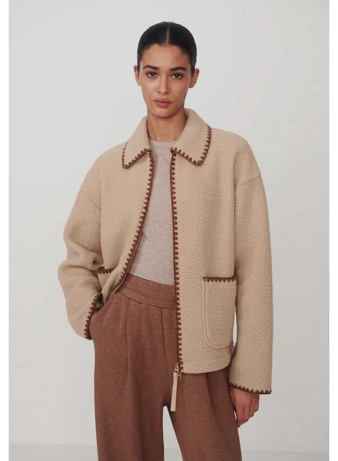 Varley Ruiko Zip Through Fleece Light Taupe