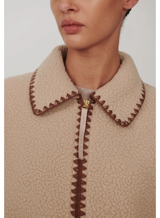 Varley Ruiko Zip Through Fleece Light Taupe