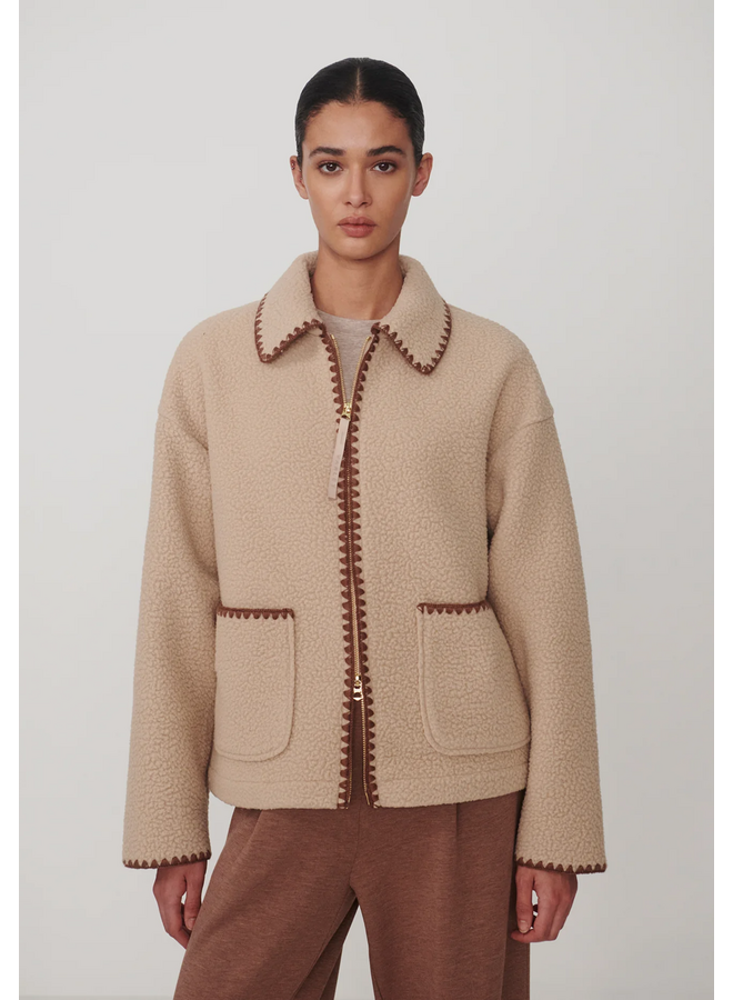 Varley Ruiko Zip Through Fleece Light Taupe