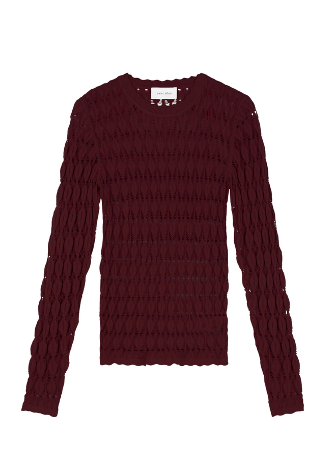 Avec Elan Elani Longsleeve Top Zinfandel Mahogany