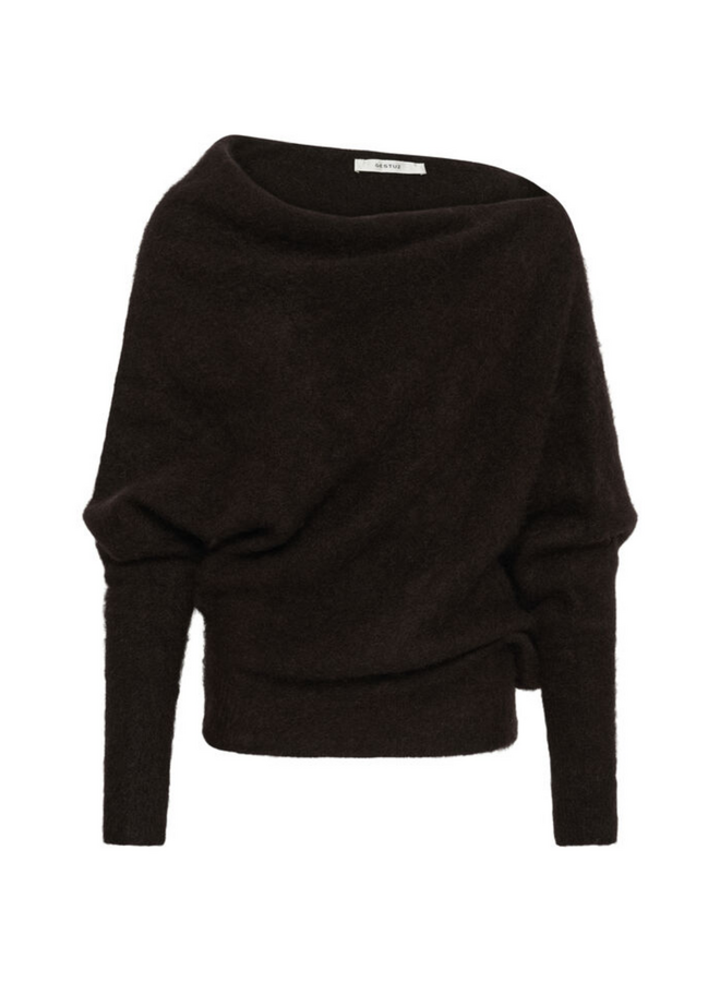 Gestuz Debbie Drape Pullover Ganache Melange