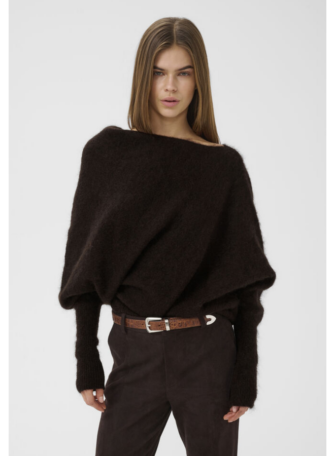 Gestuz Debbie Drape Pullover Ganache Melange