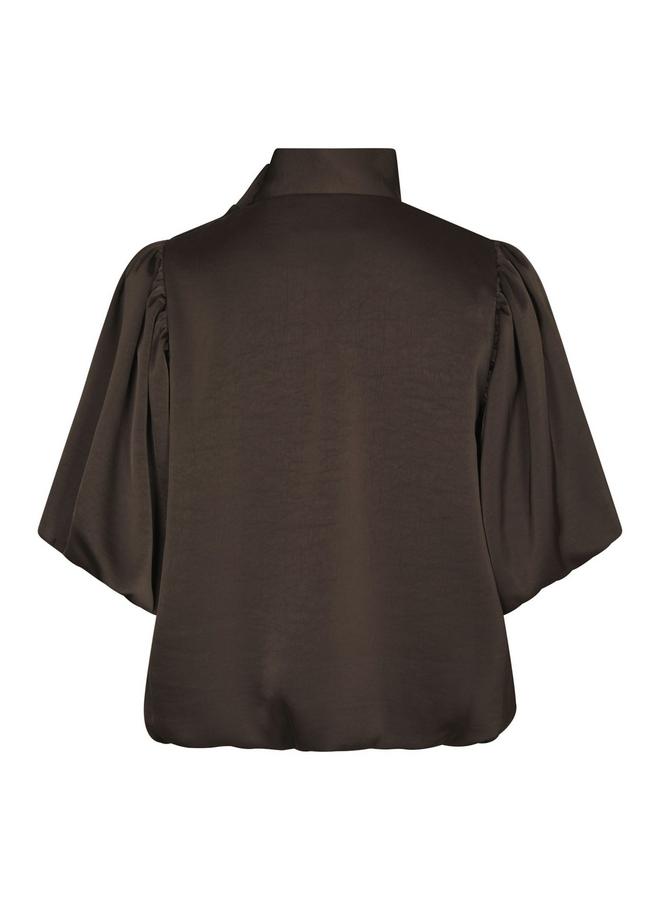 Neo Noir Parisa Heavy Sateen Blouse Dark Brown
