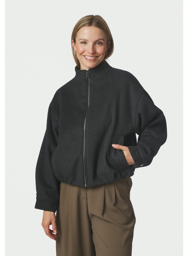 Neo Noir Florine Wool Bomber Jacket Antracit