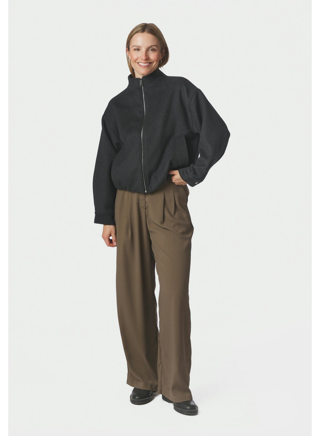 Neo Noir Florine Wool Bomber Jacket Antracit