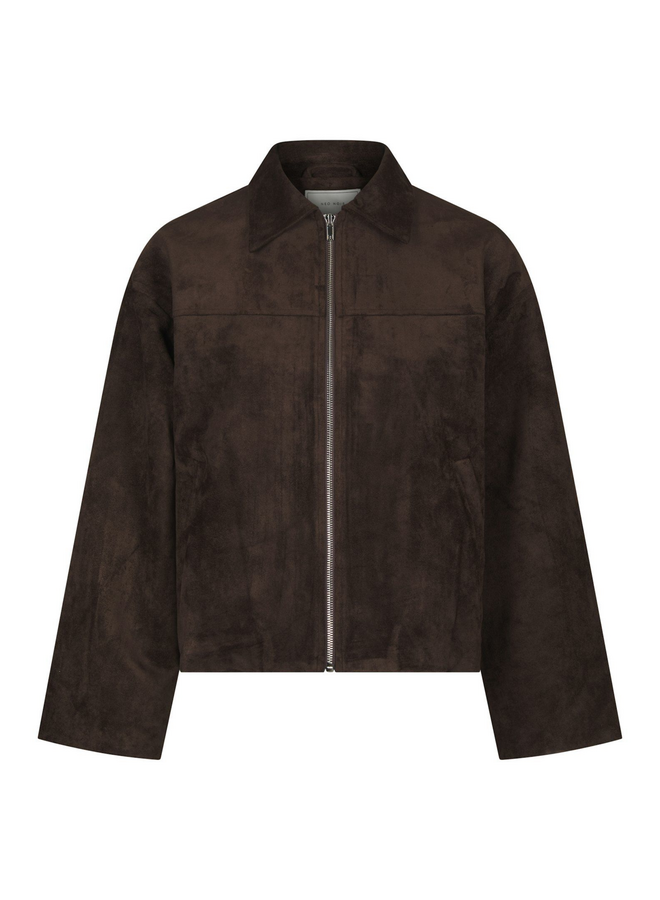 Neo Noir Titan Faux Suede Leather Jacket Dark Brown