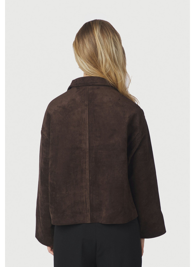 Neo Noir Titan Faux Suede Leather Jacket Dark Brown
