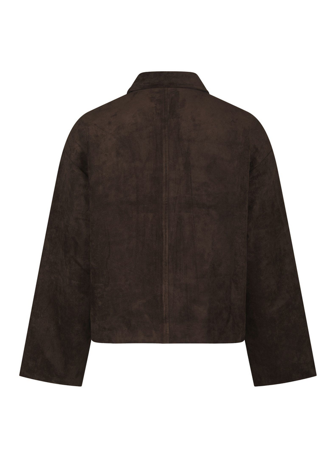 Neo Noir Titan Faux Suede Leather Jacket Dark Brown