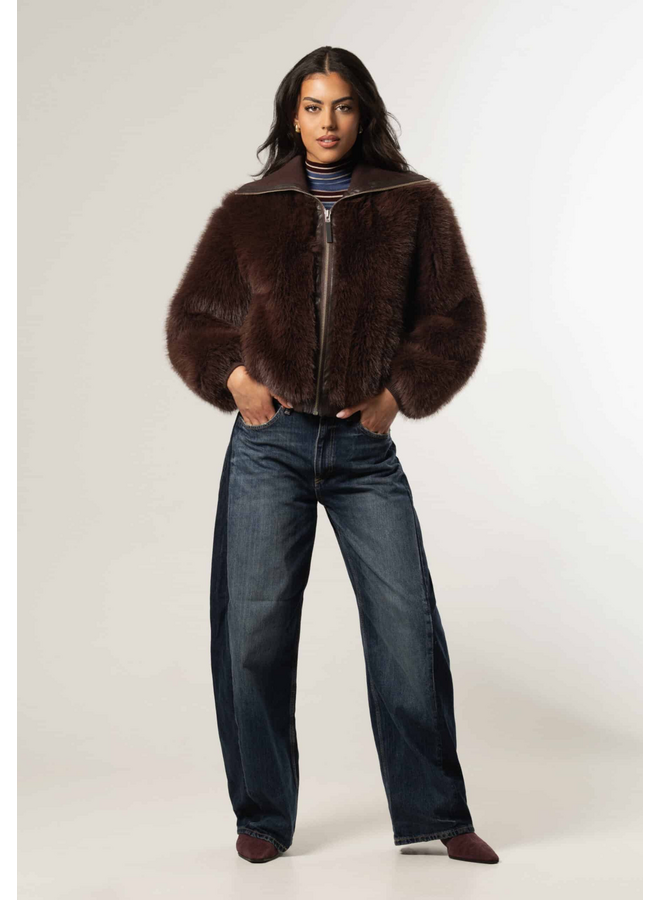 Giacomo Fur Jacket Chocolate Plum
