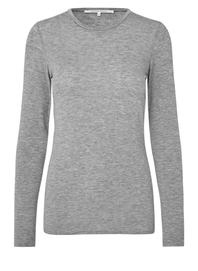 Second Female Matima O-Neck Tee Grey Melange
