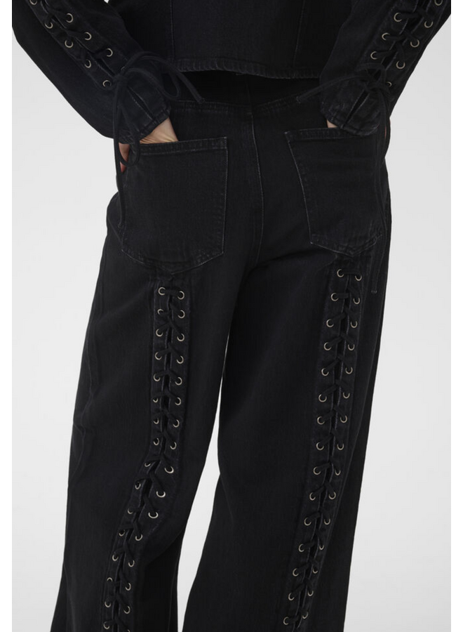 Gestuz Nanetta HW Wide Jeans Dark Grey Washed
