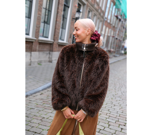 Stephanie in Faux Fur Jacket