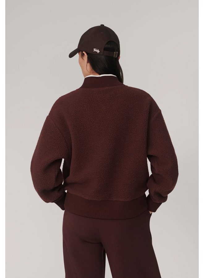 Varley Brenna Button Neck Fleece Deep Mahogany