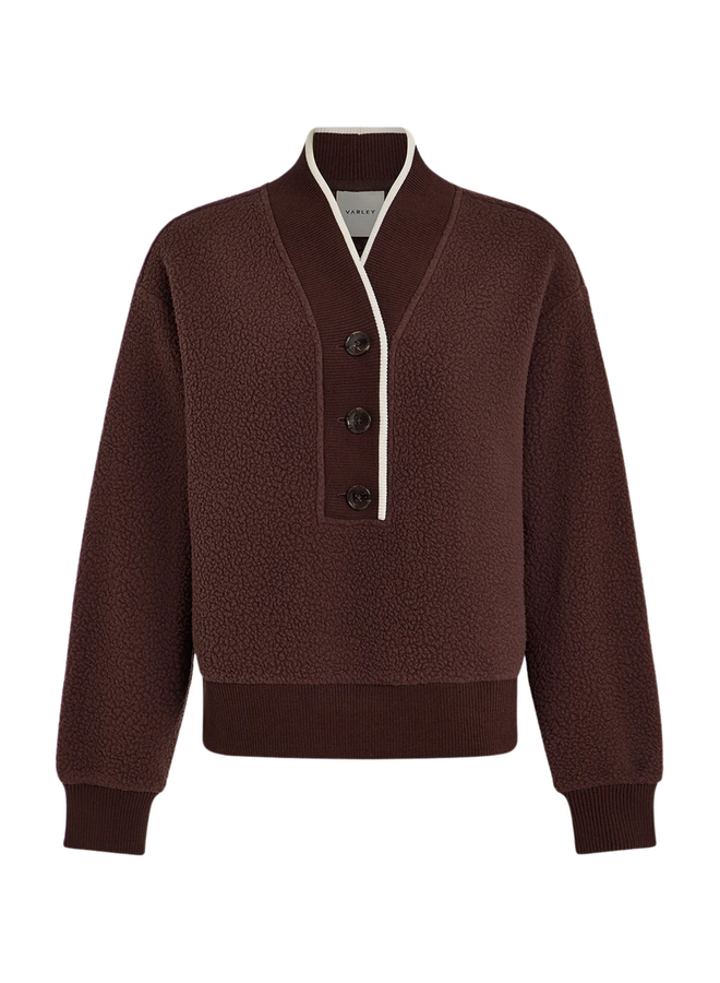 Varley Brenna Button Neck Fleece Deep Mahogany
