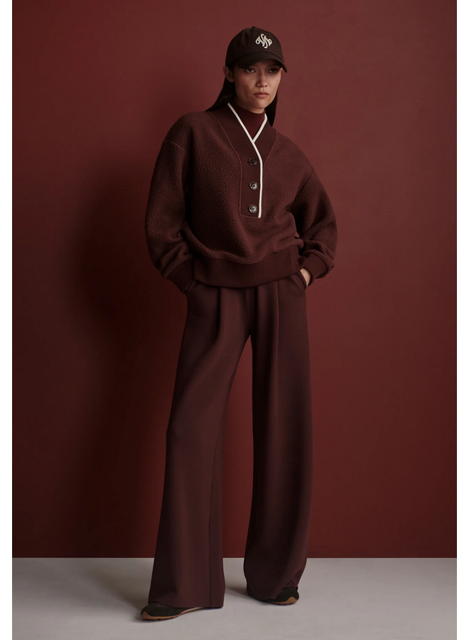 Varley Brenna Button Neck Fleece Deep Mahogany