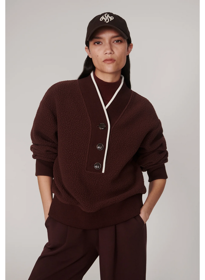 Varley Brenna Button Neck Fleece Deep Mahogany