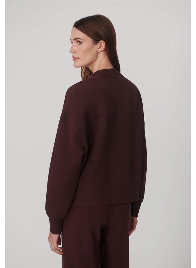 Varley Olwen Button Front Sweat Deep Mahogany