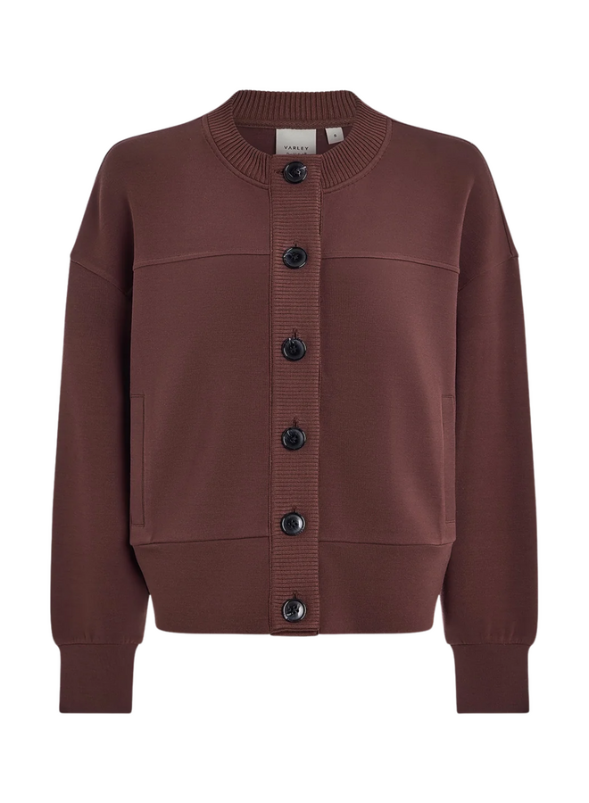 Varley Olwen Button Front Sweat Deep Mahogany
