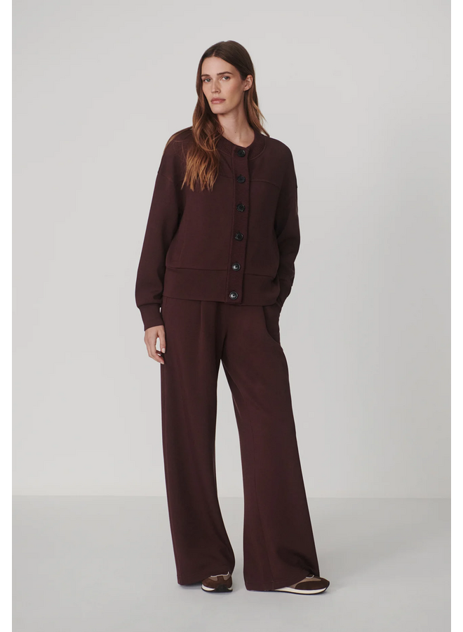 Varley Olwen Button Front Sweat Deep Mahogany