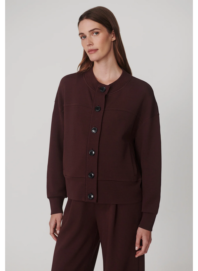Varley Olwen Button Front Sweat Deep Mahogany
