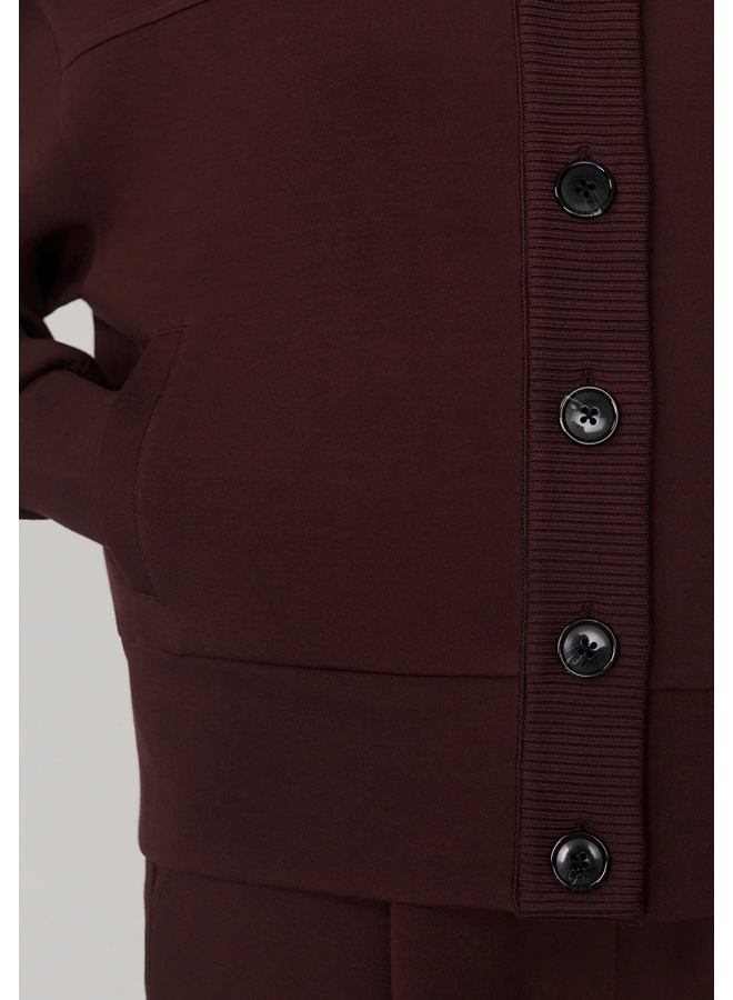 Varley Olwen Button Front Sweat Deep Mahogany