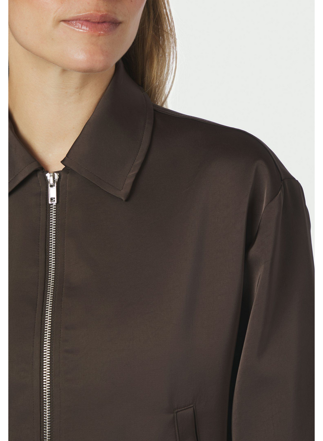 Neo Noir Denielle Heavy Sateen Jacket Dark Brown